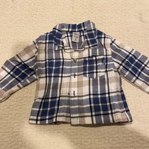 Charlie Rocket- mini rocket plaid flannel, size 6-12 months